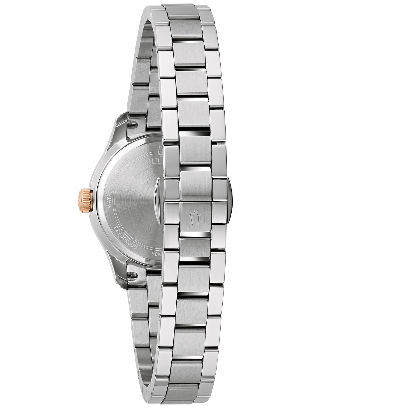 Horloge met metalen band, detailopname, zilver, roségoud, close-up
