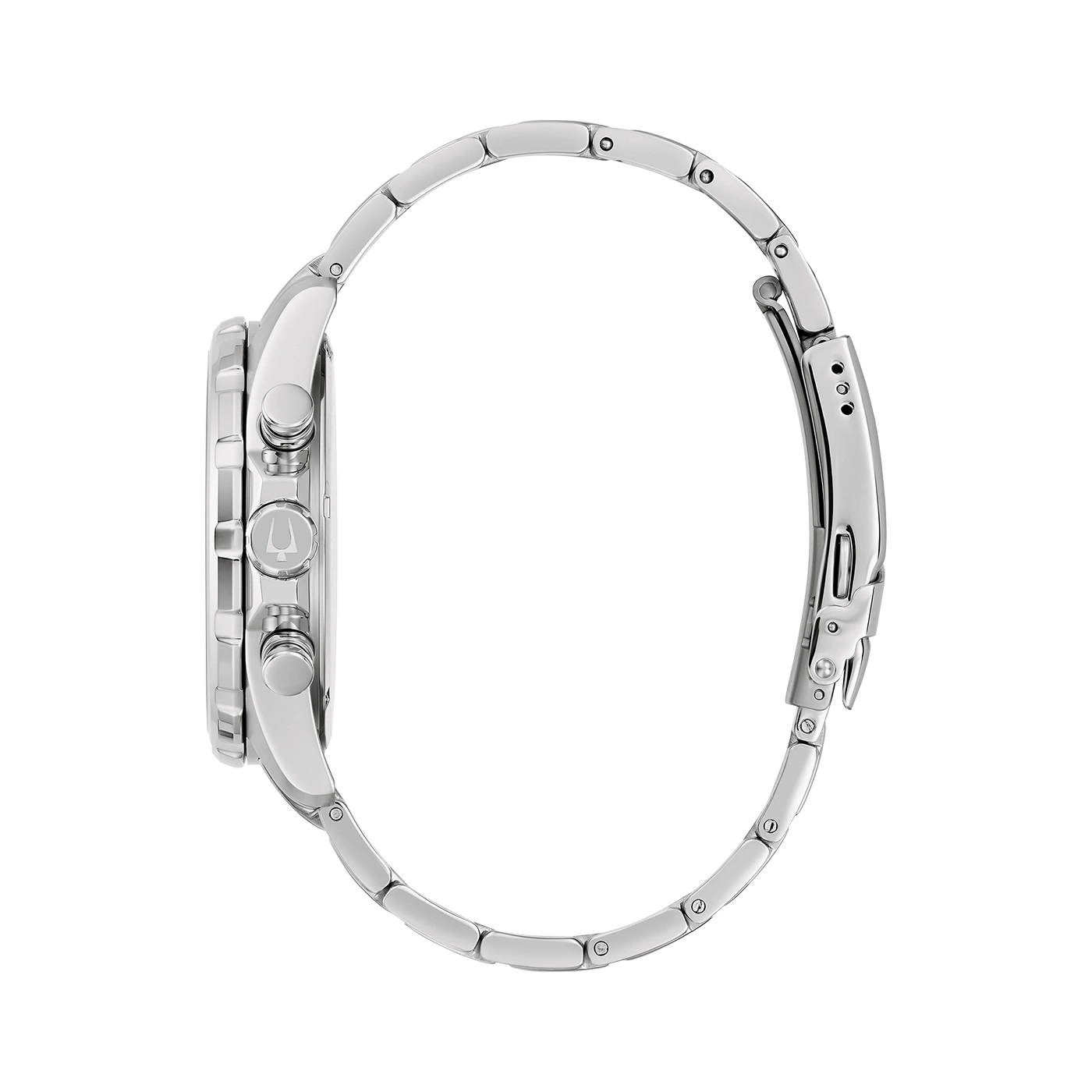 Zilveren horloge met armband, zijaanzicht, detailopname, elegant design, accessoire