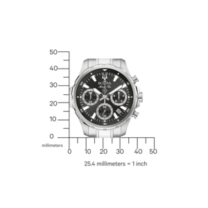 Bulova Marine Star horloge, zwart, zilver, chronograaf, millimeters, 25,4 mm = 1 inch.