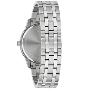 Zilveren horloge met metalen band, detailopname, close-up, glanzend