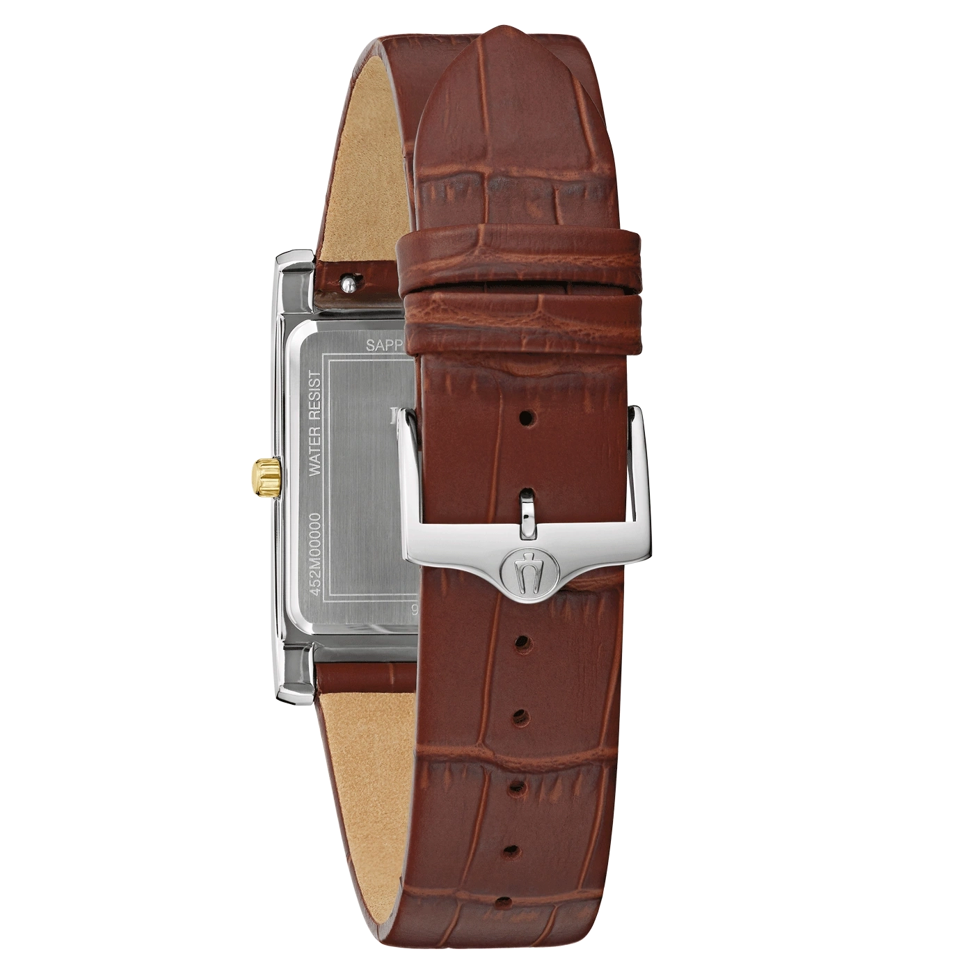 Bruin horloge met leren band en zilveren gesp, close-up
