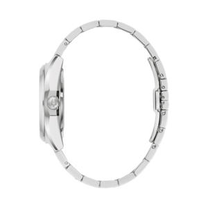 Zilveren horloge met armband, zijaanzicht, elegant en stijlvol, accessoire