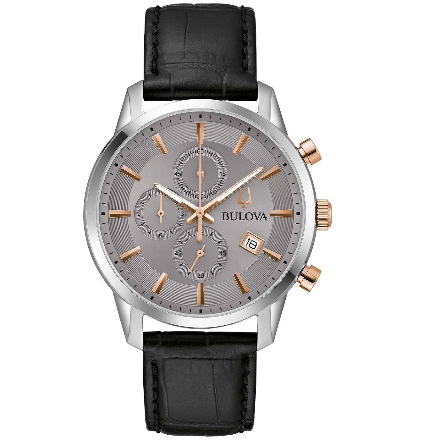 98B409 Herenhorloge leer grijs Ø 41 mm