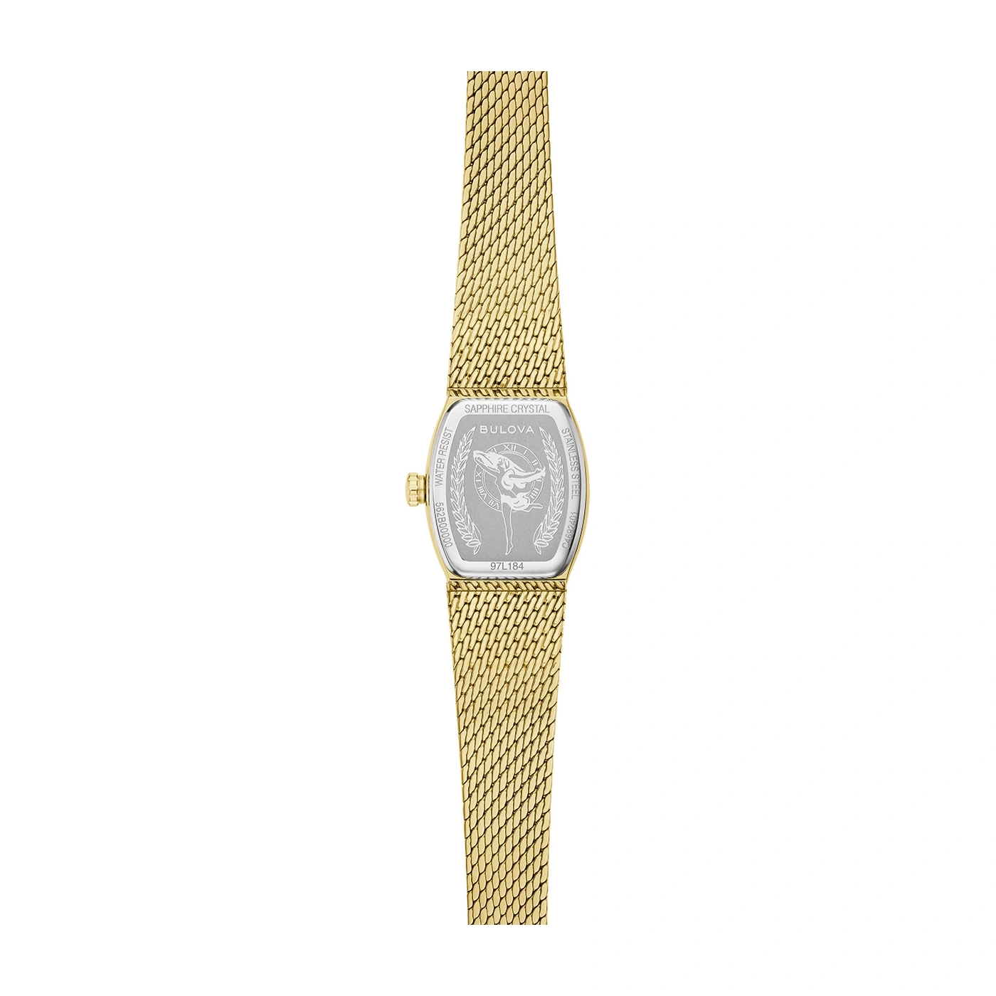 Gouden horloge met mesh band, Bulova, saffierglas, roestvrij staal, 97L184