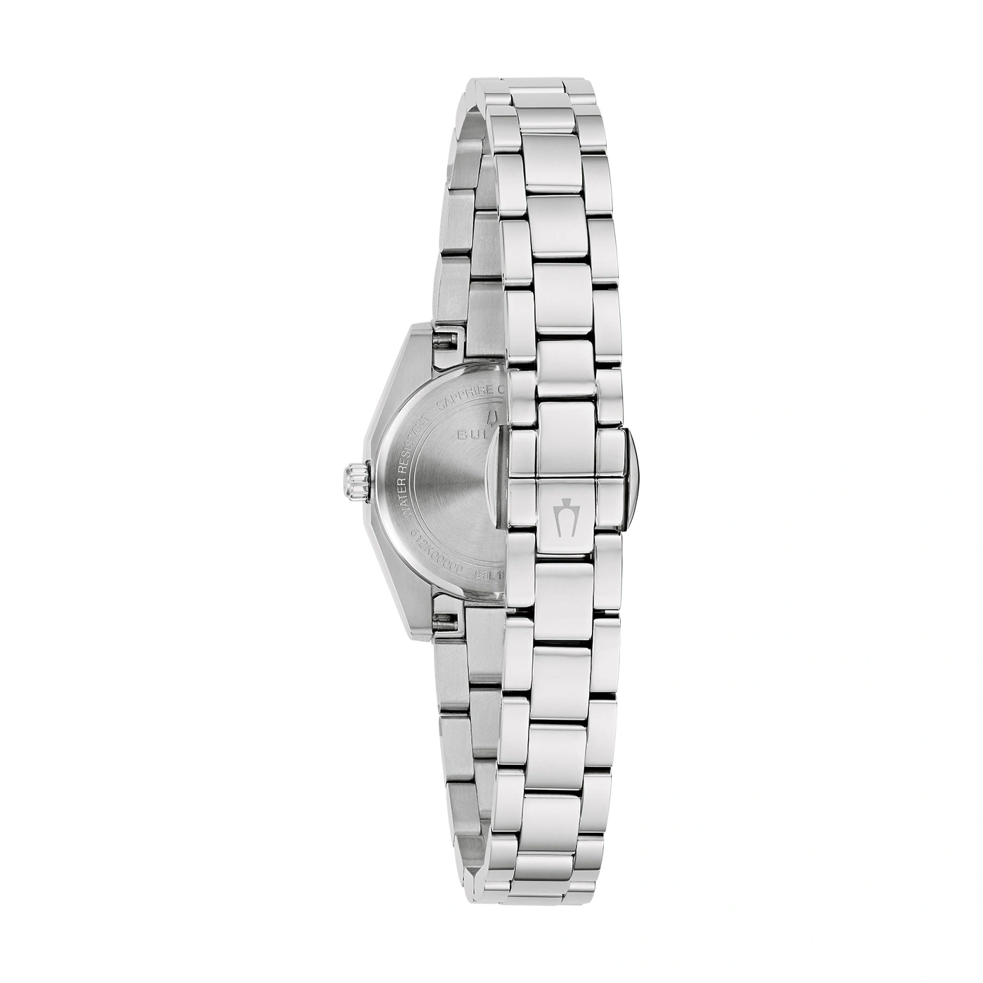 Horloge, roestvrijstalen band, zilver, detailopname, achterkant, wijzerplaat, polshorloge