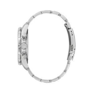 Zilveren horloge met armband, zijaanzicht, detailopname, elegant design, accessoire