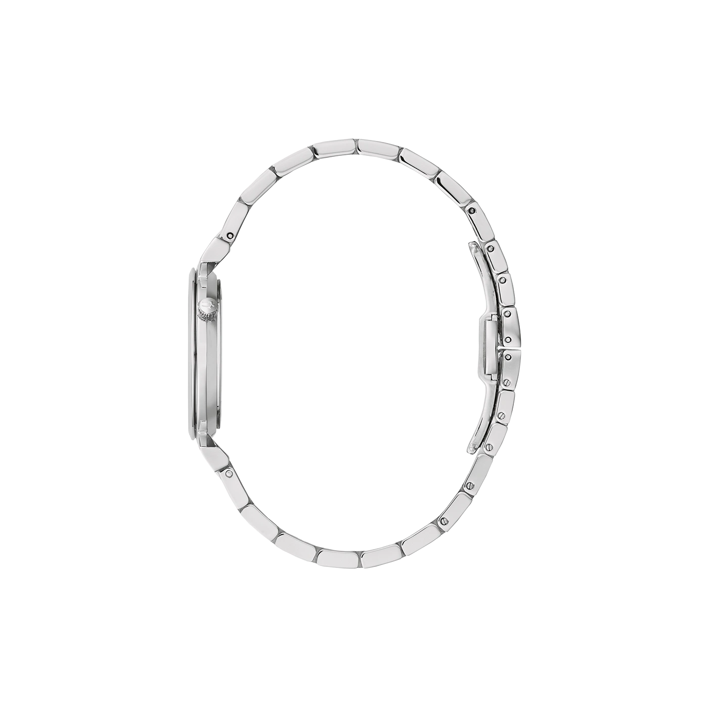 Horloge, zilveren band, zijaanzicht, elegant ontwerp, accessoire, mode, sieraden, metaal