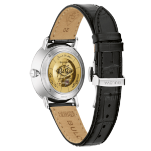 Bulova horloge, achterkant met details, leren band, Limited Edition, Rat Pack.