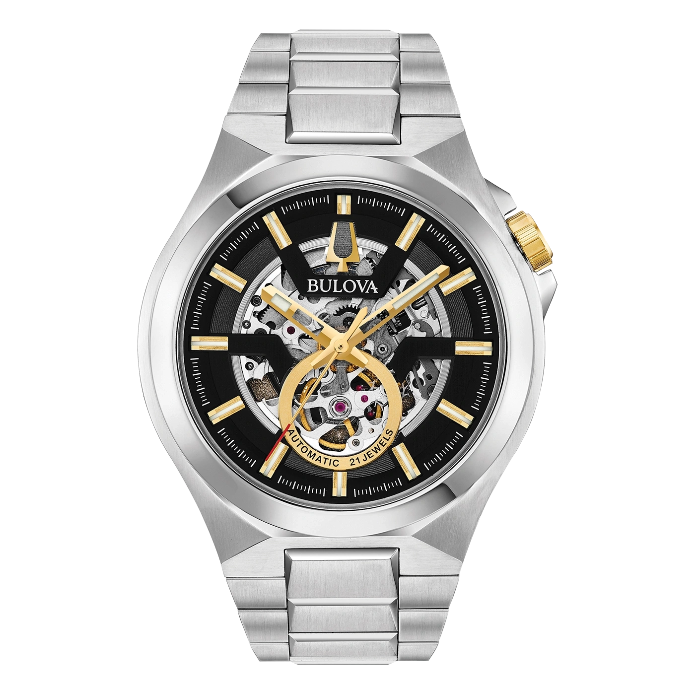 98A224 Herenhorloge roestvrij staal zwart Ø 46 mm