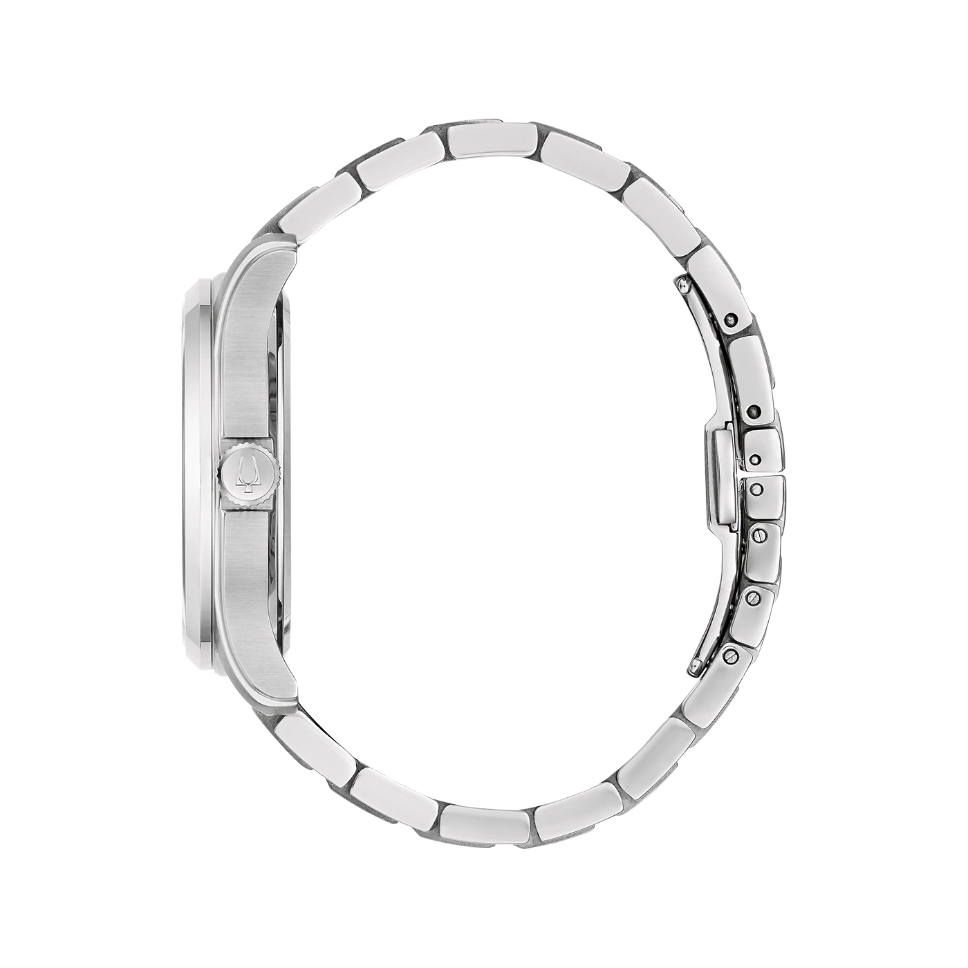 Zilveren horloge met armband, zijaanzicht, detailopname, elegant, modern