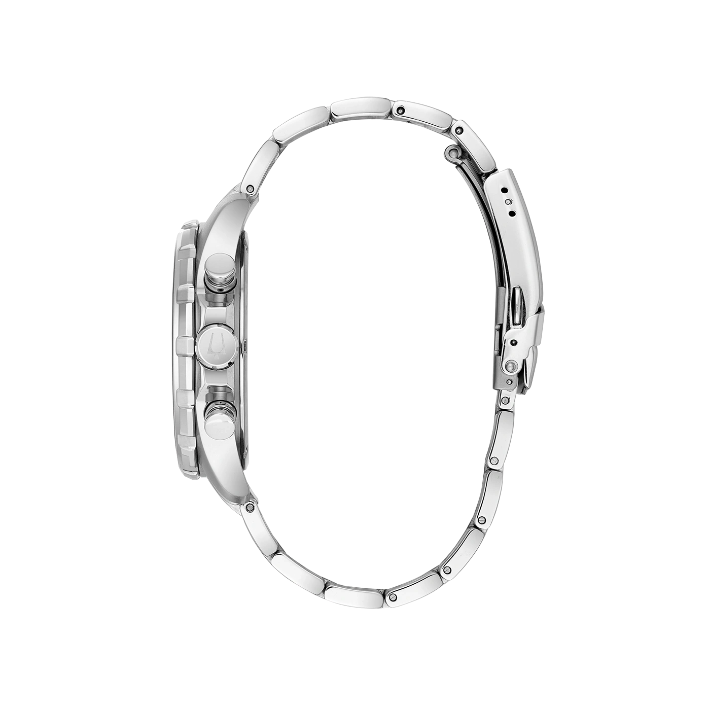 Zilveren horloge met metalen band, zijaanzicht, close-up, elegant