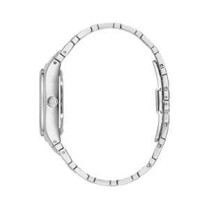 Zilveren dameshorloge met armband, zijaanzicht, elegant en stijlvol