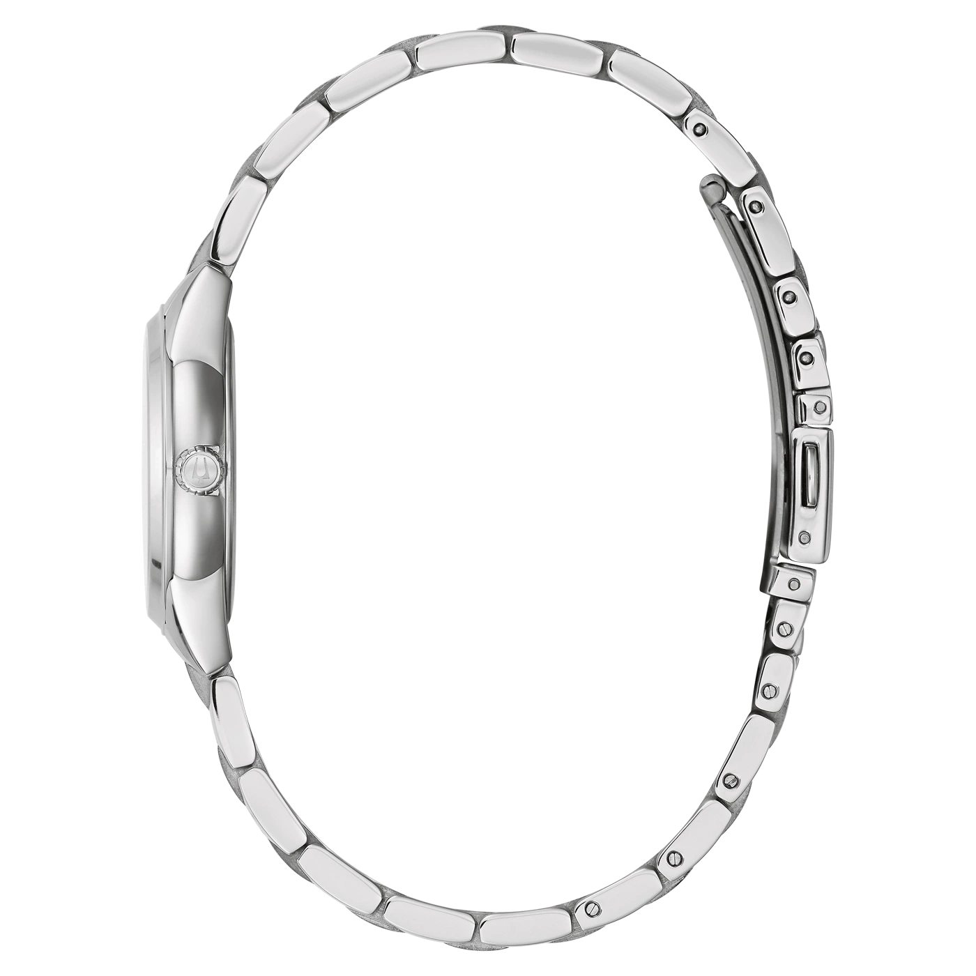 Zilveren horloge met armband, zijaanzicht, elegant en stijlvol, accessoire