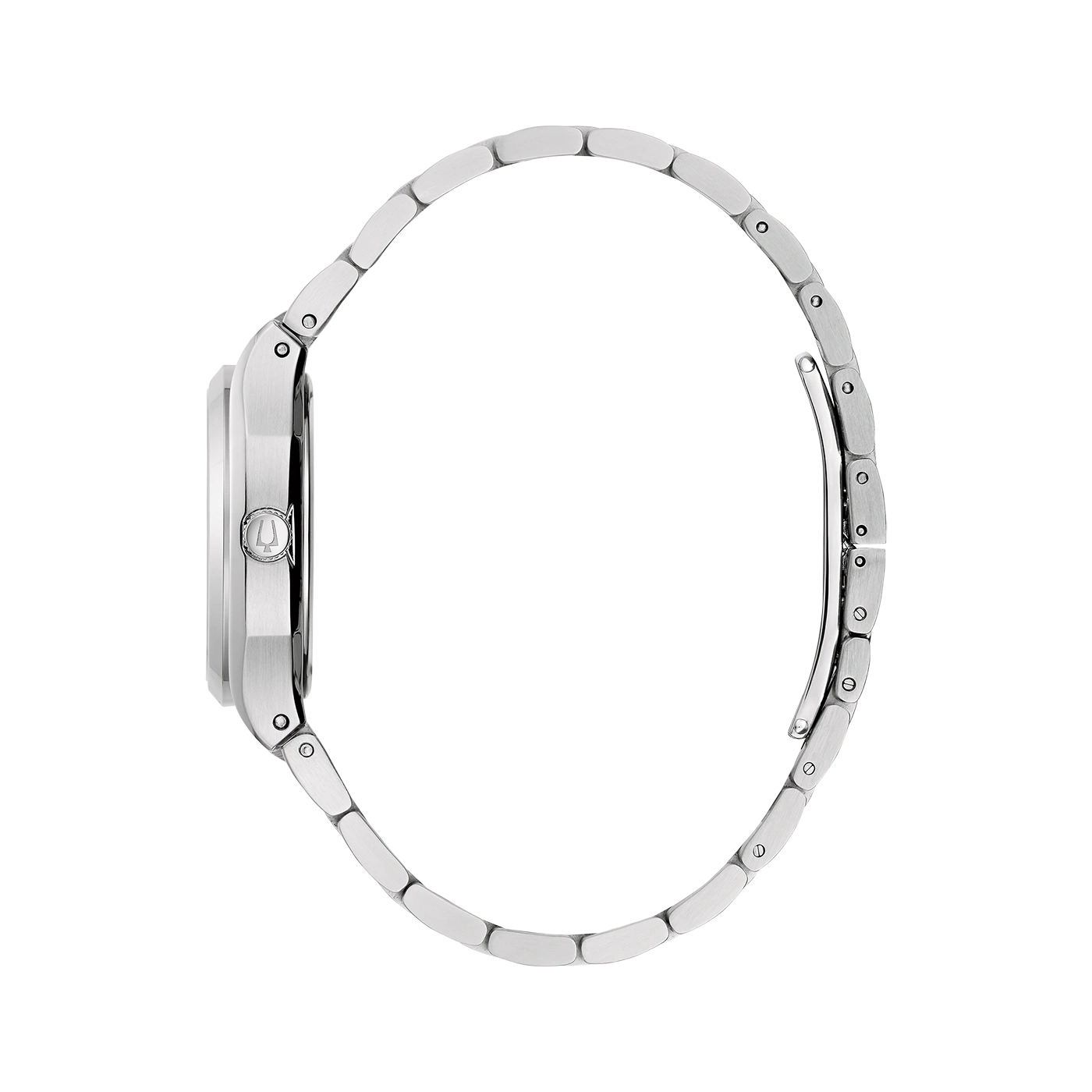 Zilveren horloge met armband, zijaanzicht, elegant ontwerp, close-up, sieraden