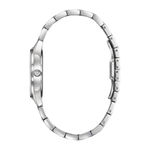 Zilveren dameshorloge met armband, zijaanzicht, elegant en stijlvol