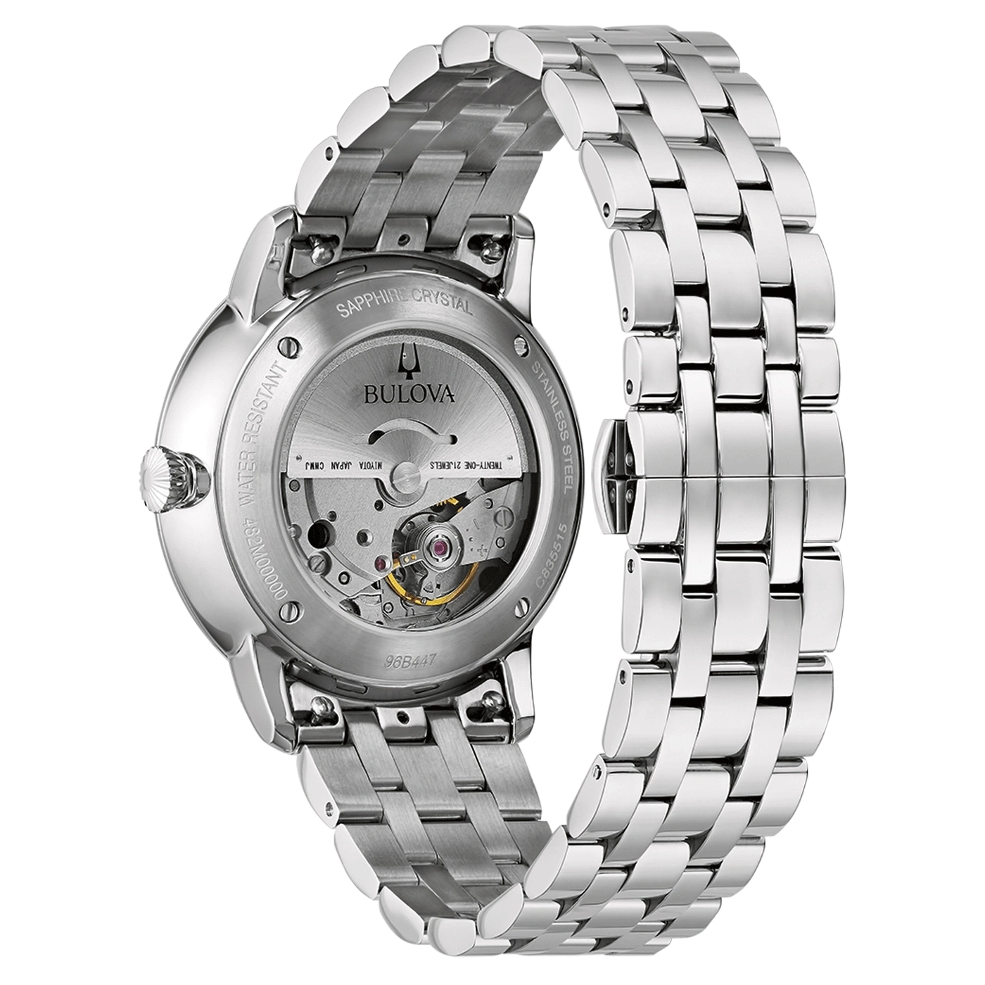 Bulova horloge, roestvrij staal, saffierglas, waterdicht, automatisch, 21 juwelen, Miyota