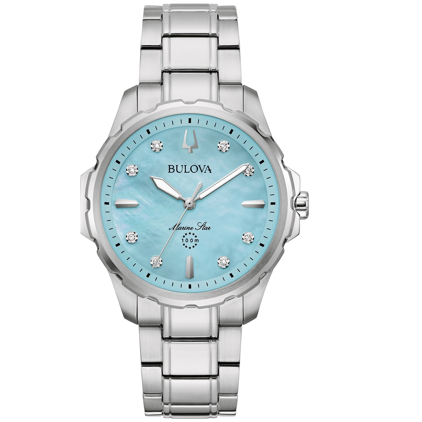 Bulova Marine Star dameshorloge met blauwe wijzerplaat en diamanten