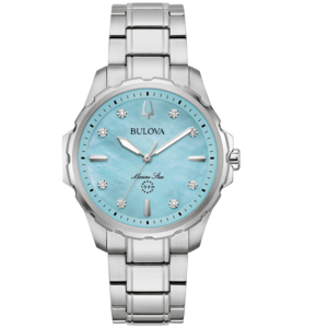 Bulova Marine Star dameshorloge met blauwe wijzerplaat en diamanten