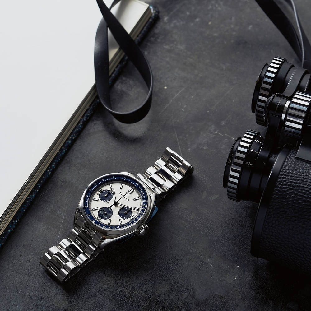 Horloge, notitieboek, camera, accessoires, close-up, zilver, blauw, elegant, stijlvol, modern