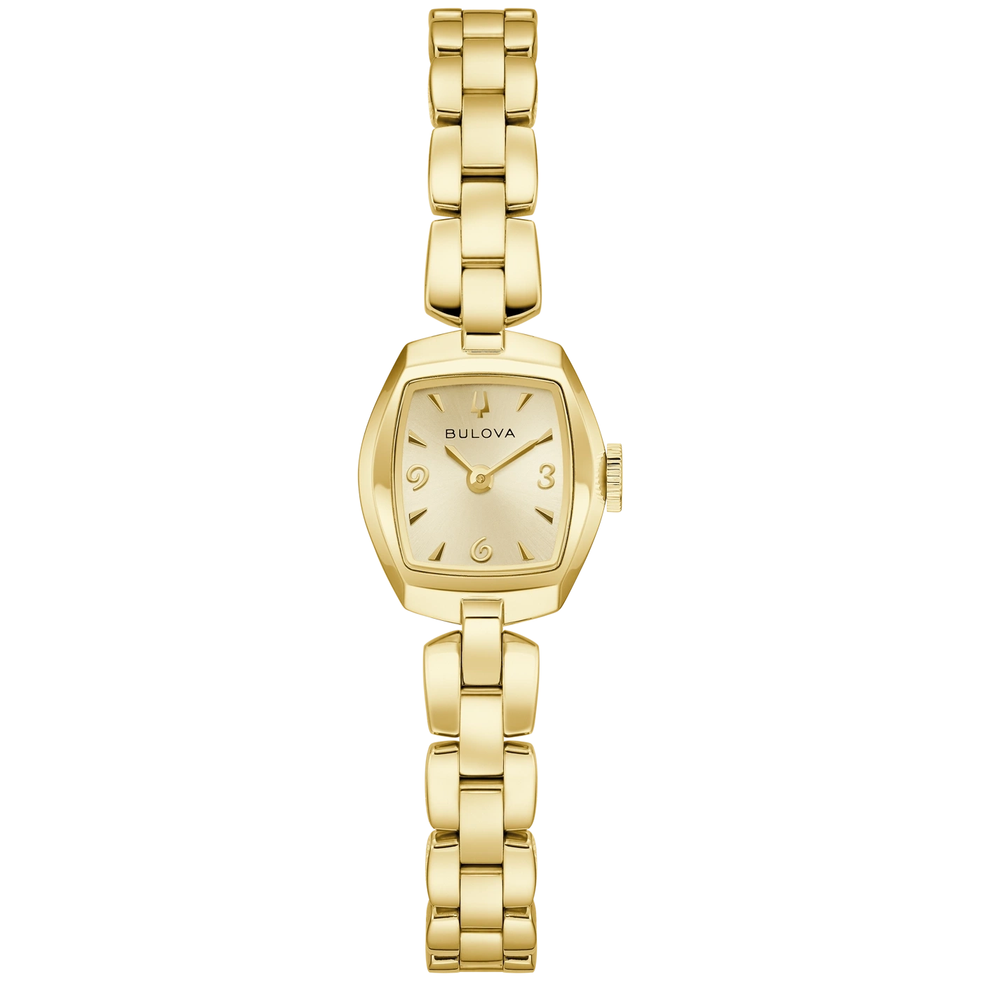 Gouden Bulova dameshorloge met delicaat bandje