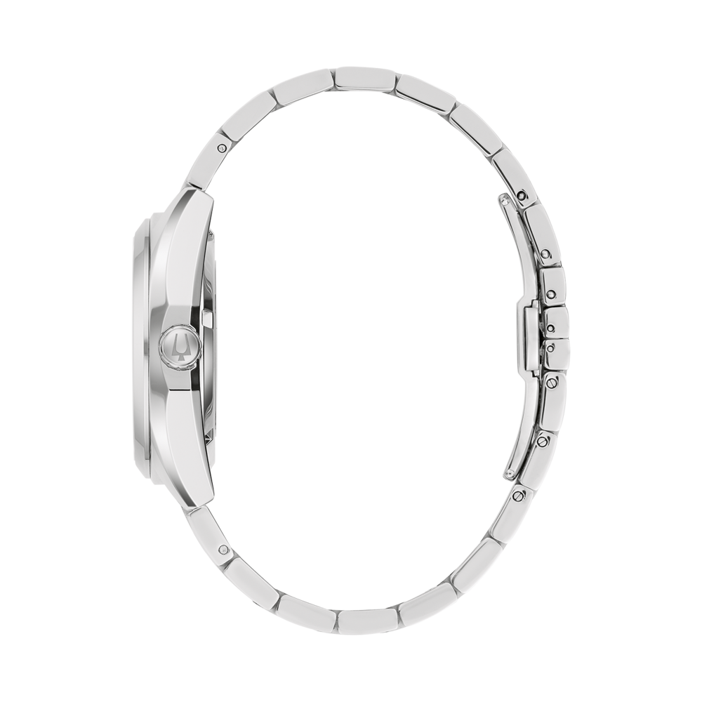 Zilveren horloge met armband, zijaanzicht, elegant en stijlvol, accessoire