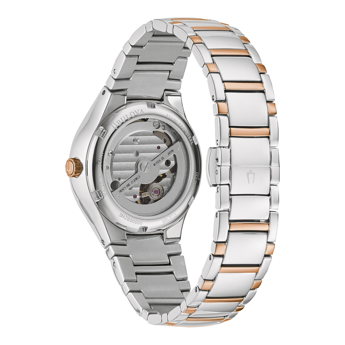 Bulova horloge, roestvrij staal, automatisch uurwerk, Miyota, 21 juwelen, 3N2800000, 98L313, C4692330