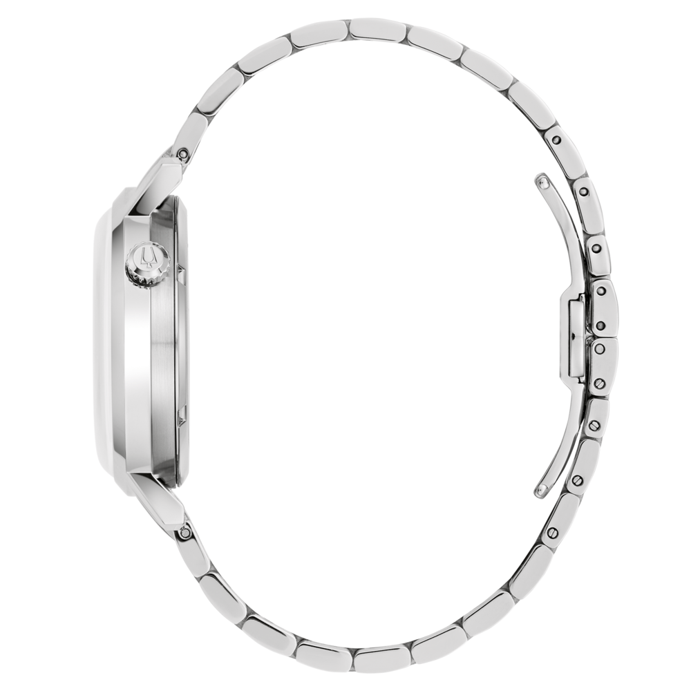 Zilveren horloge met band, zijaanzicht, detailopname, elegant design, accessoire