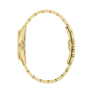Gouden dameshorloge, zijaanzicht, elegant design, polshorloge, sieraad, accessoire