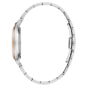 Zilveren horloge met band, zijaanzicht, detailopname, elegant ontwerp, accessoire