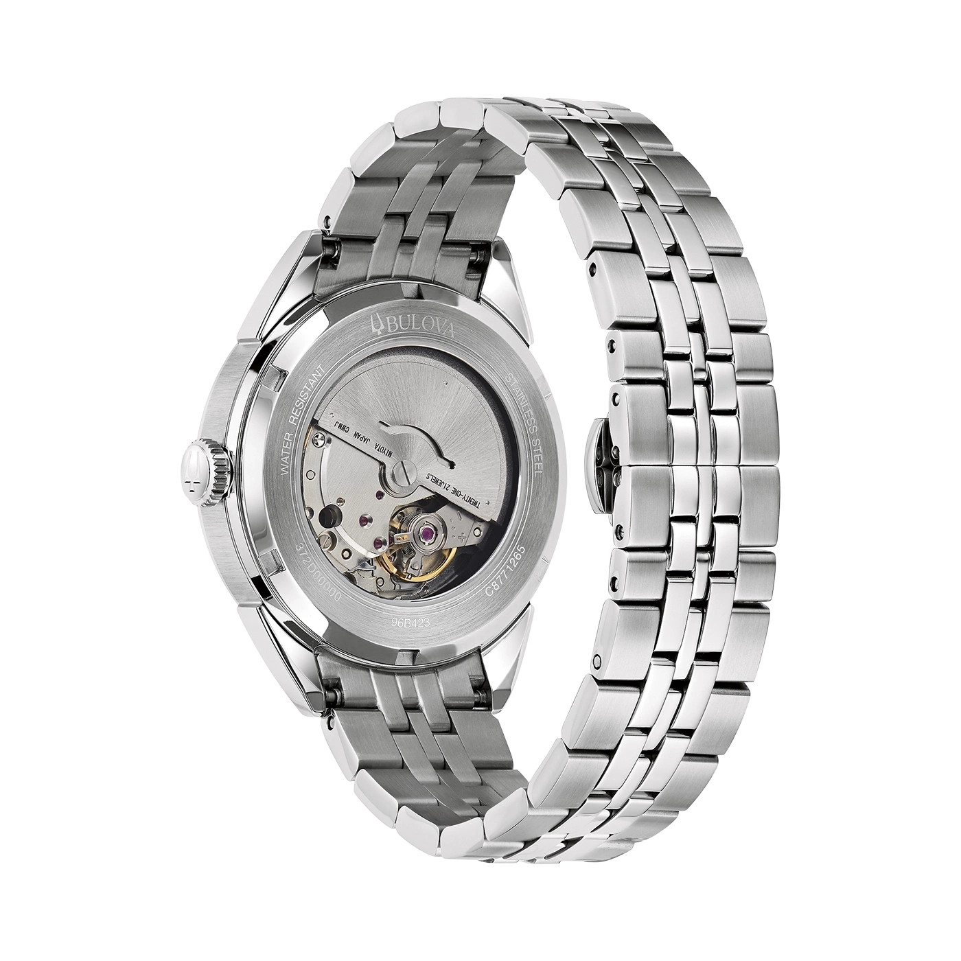 Bulova horloge, roestvrij staal, waterdicht, automatisch uurwerk, 21 juwelen, Miyota Japan CWMJ, C8771265.