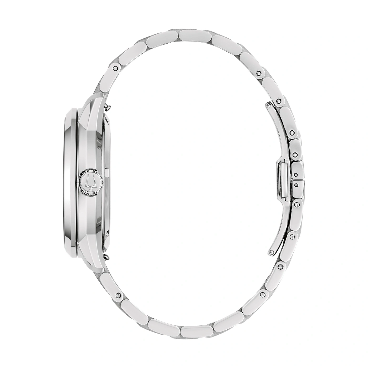 Zilveren horloge met armband, zijaanzicht, elegant en stijlvol, accessoire, mode