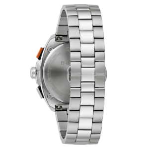 Horloge met metalen band, detailopname, zilverkleurig, waterdicht, 100m, saffierglas