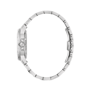 Zilveren dameshorloge met armband, zijaanzicht, elegant en stijlvol