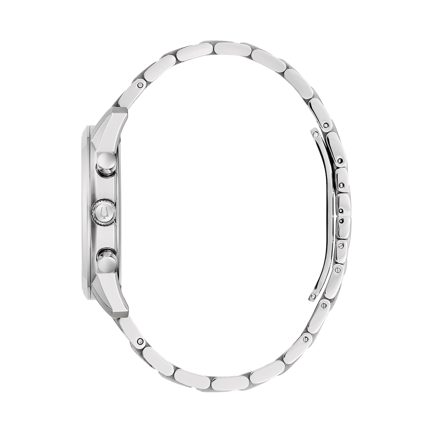 Zilveren horloge met armband, zijaanzicht, elegant ontwerp, accessoire, mode