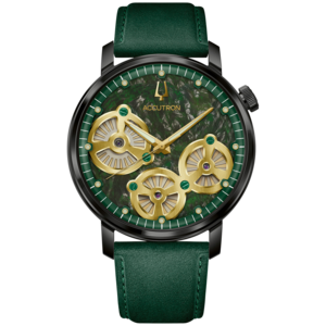 28A210 Herrenuhr Leder Grün Ø 43,5 mm