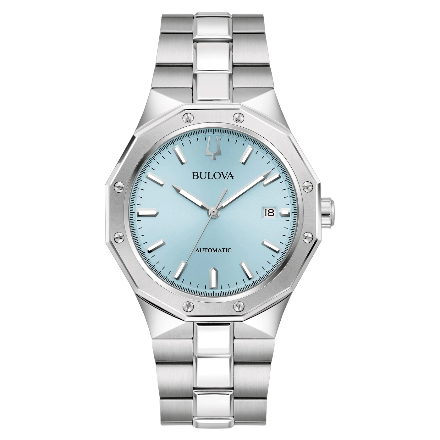 96B462 Herenhorloge roestvrij staal lichtblauw Ø 40 mm