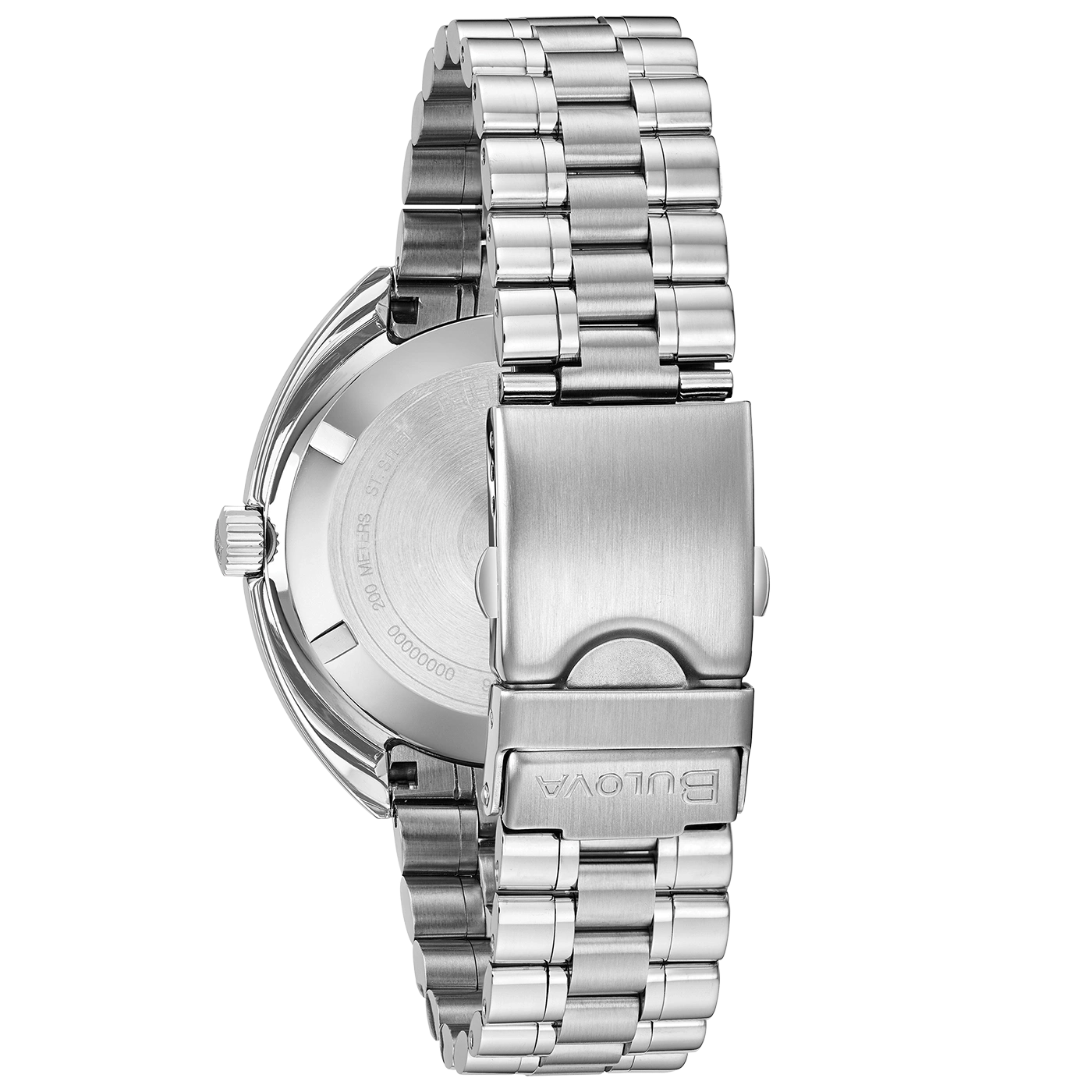 Bulova horloge, roestvrijstalen band, detailopname, close-up, zilver, horlogeband
