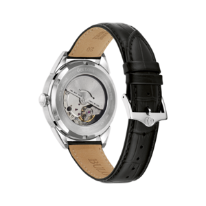 Bulova horloge, roestvrij staal, leren band, waterbestendig, Japans uurwerk, 21 juwelen.