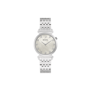 Bulova dameshorloge met diamanten en zilveren band, elegant