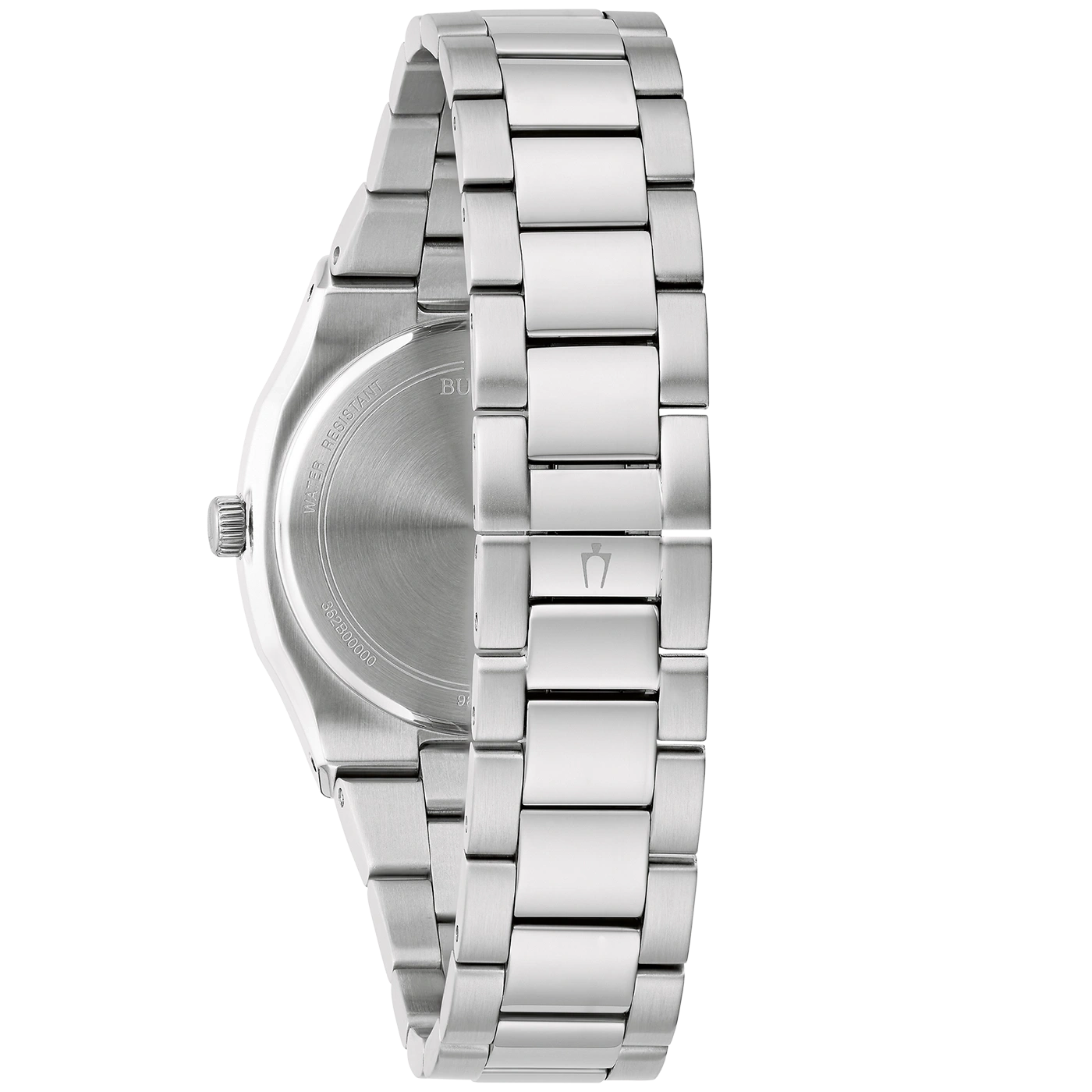 Horloge met metalen band, close-up, zilver, waterbestendig, Bulova