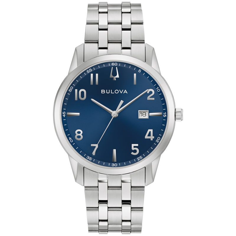 96B475 Herenhorloge roestvrij staal blauw Ø 40 mm
