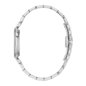 Horloge, zilveren band, zijaanzicht, elegant ontwerp, accessoire, mode, tijdmeting, metaal