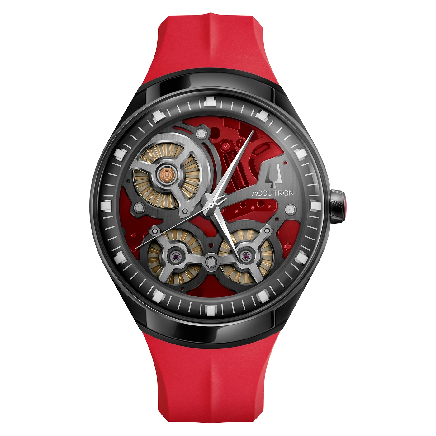 28A206 Herenhorloge met rubberen band (EPDM-rubber) zwart (met blauw) Ø 45 mm