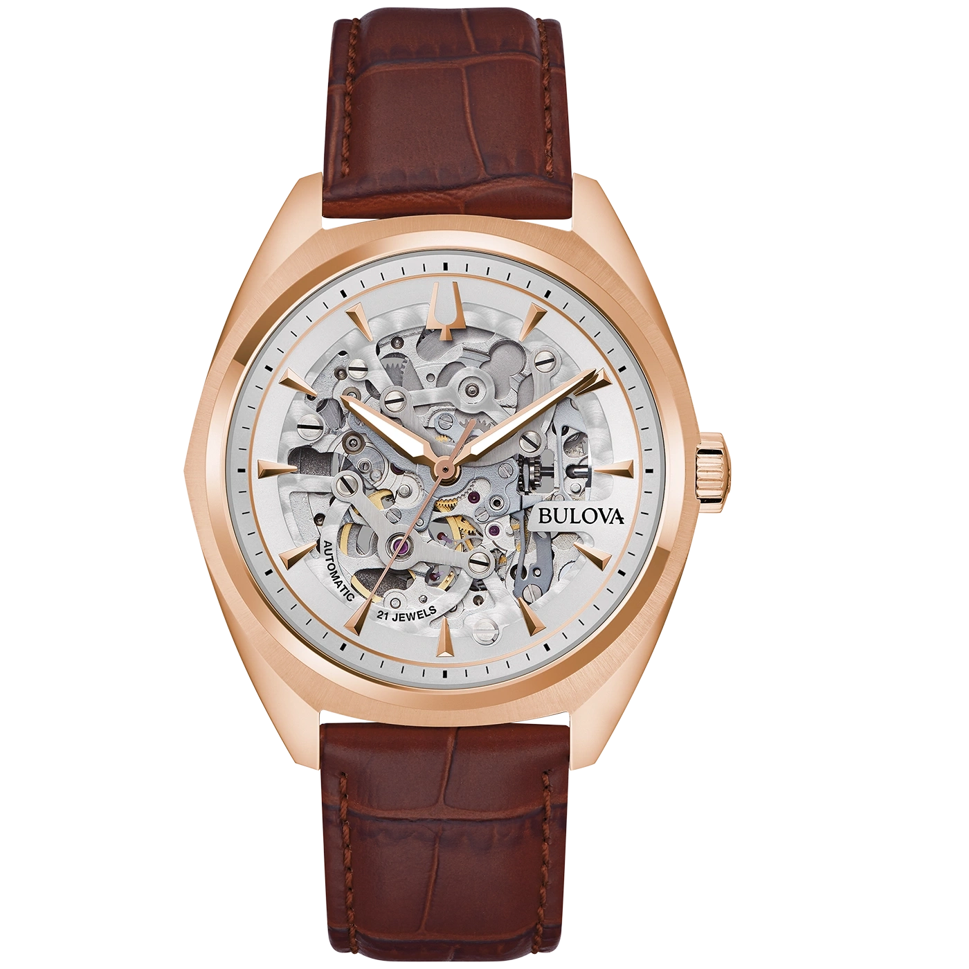 97A175 Herenhorloge leer zilverkleurig Ø 41 mm