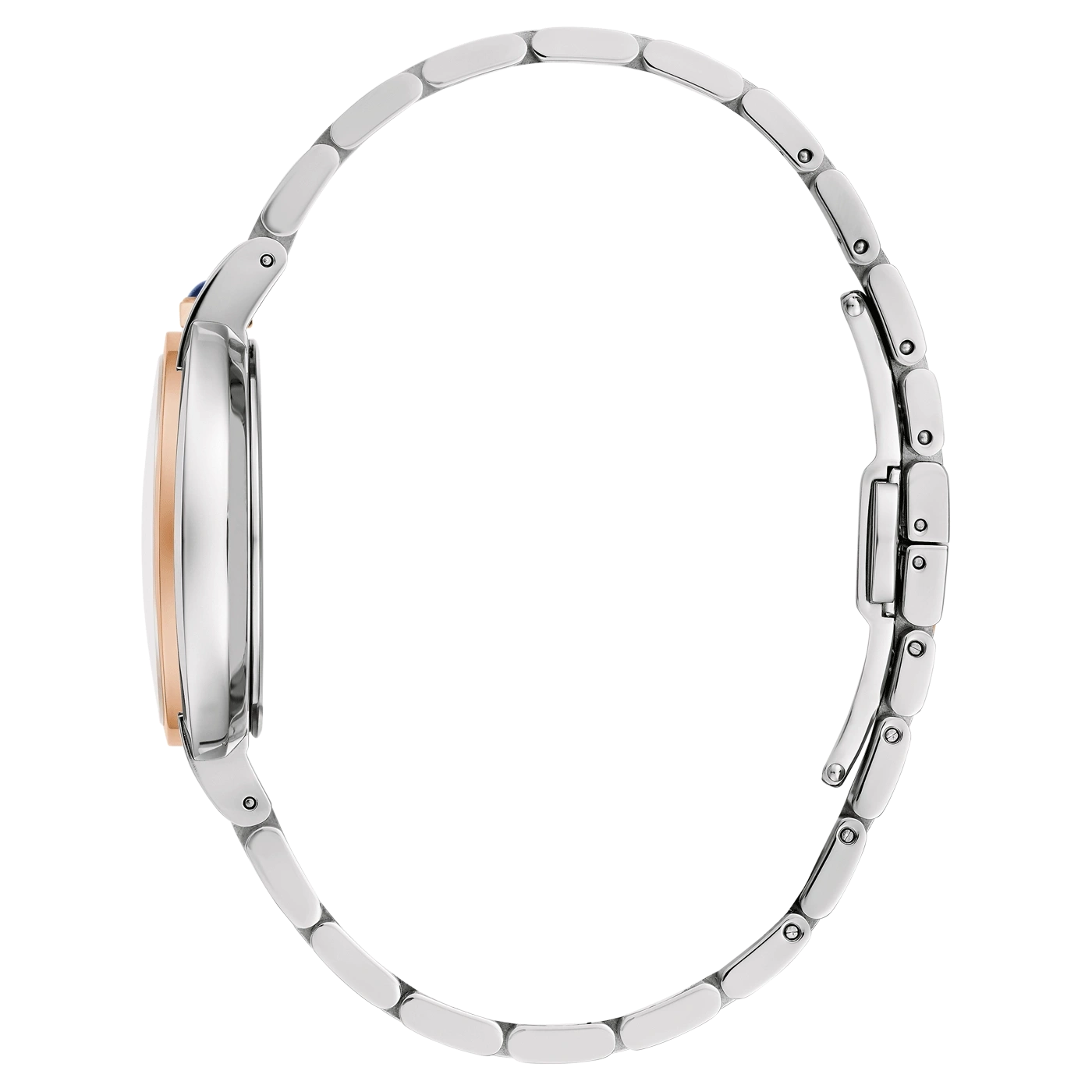 Zilveren horloge met band, zijaanzicht, detailopname, elegant ontwerp, accessoire