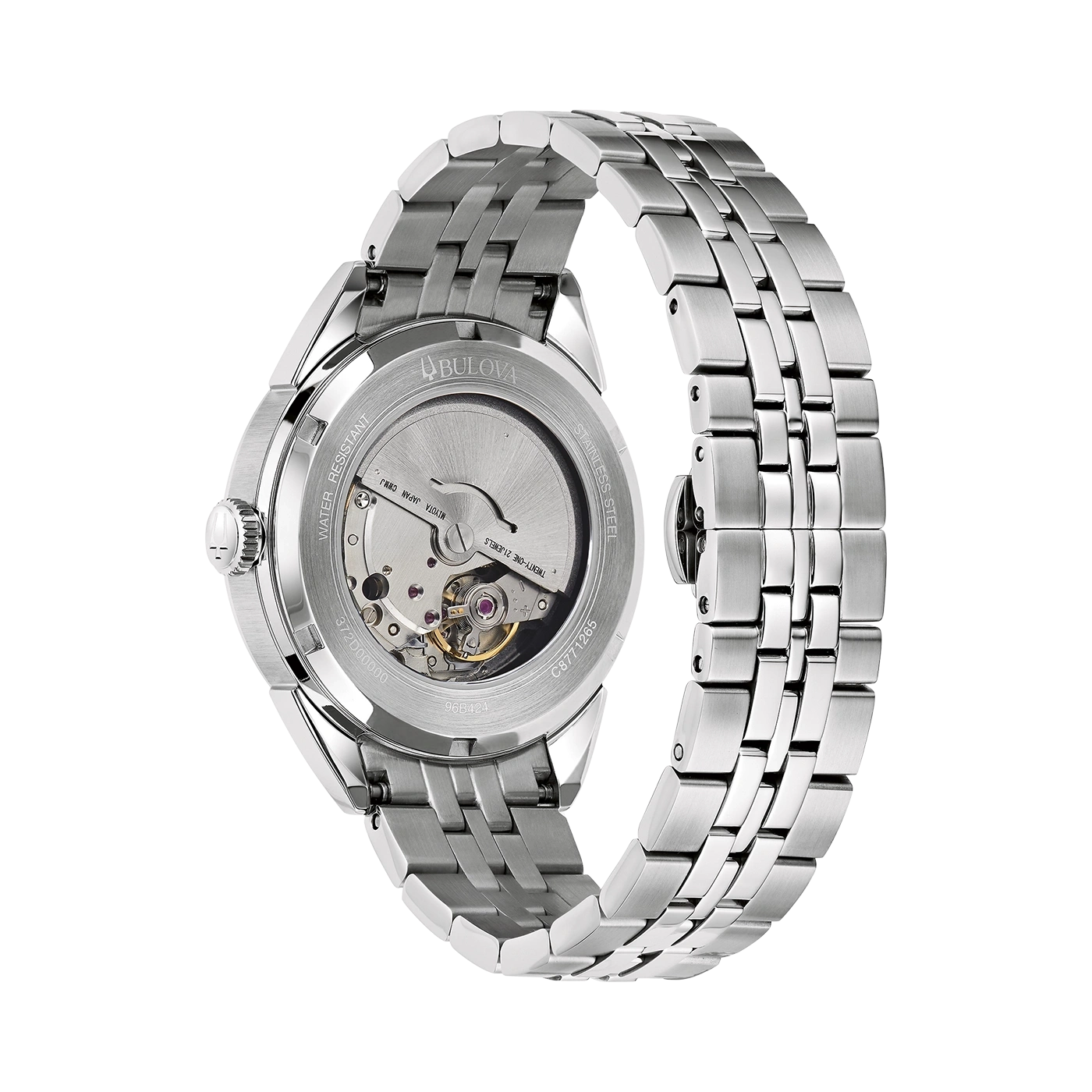 Bulova horloge, roestvrij staal, waterdicht, automatisch uurwerk, transparante wijzerplaat, armband