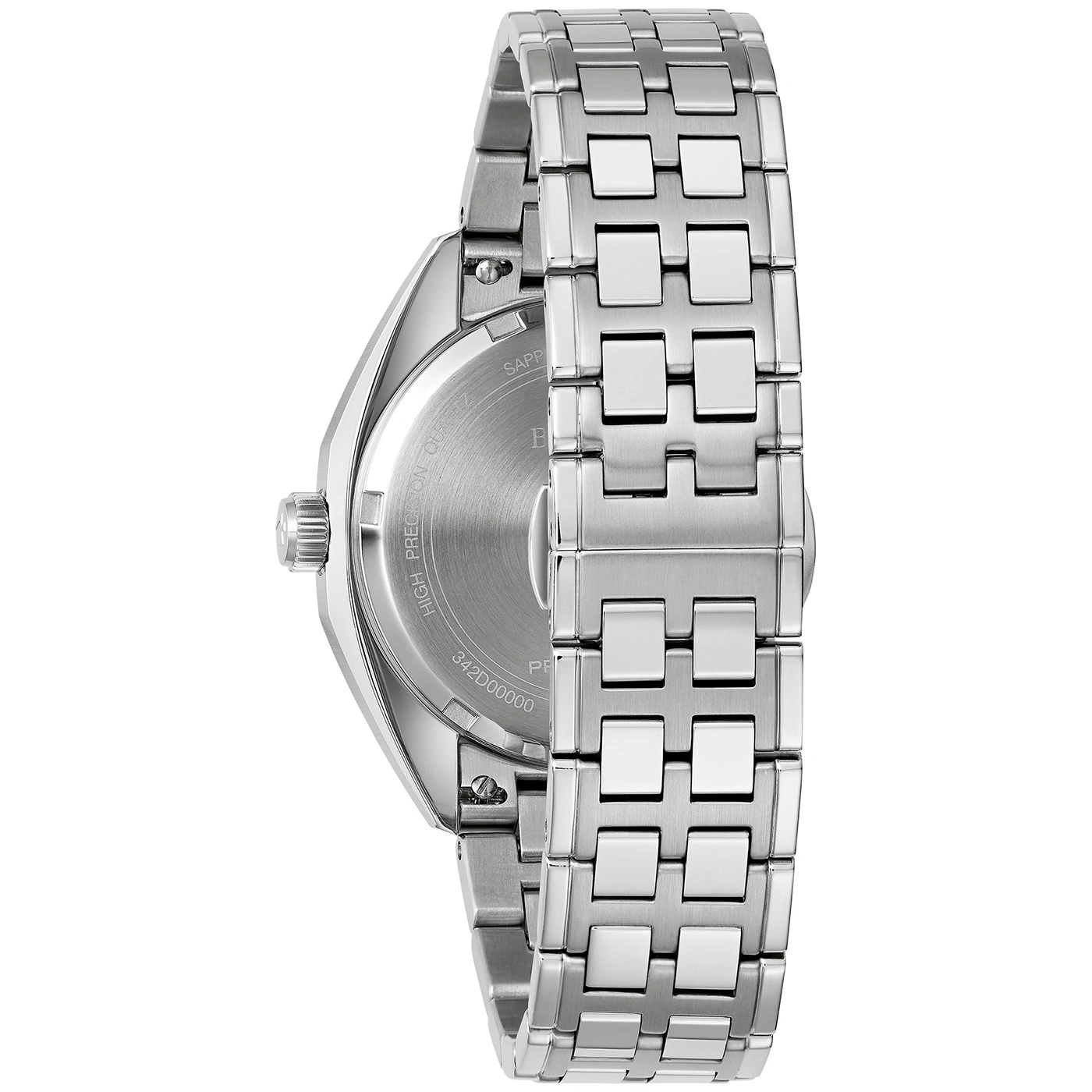 Roestvrijstalen horloge met band, detailopname, close-up, zilver