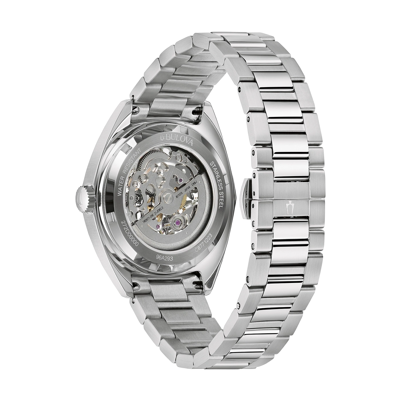 Bulova horloge, roestvrij staal, waterdicht, skelet, Japans uurwerk, 21 juwelen, C8771223