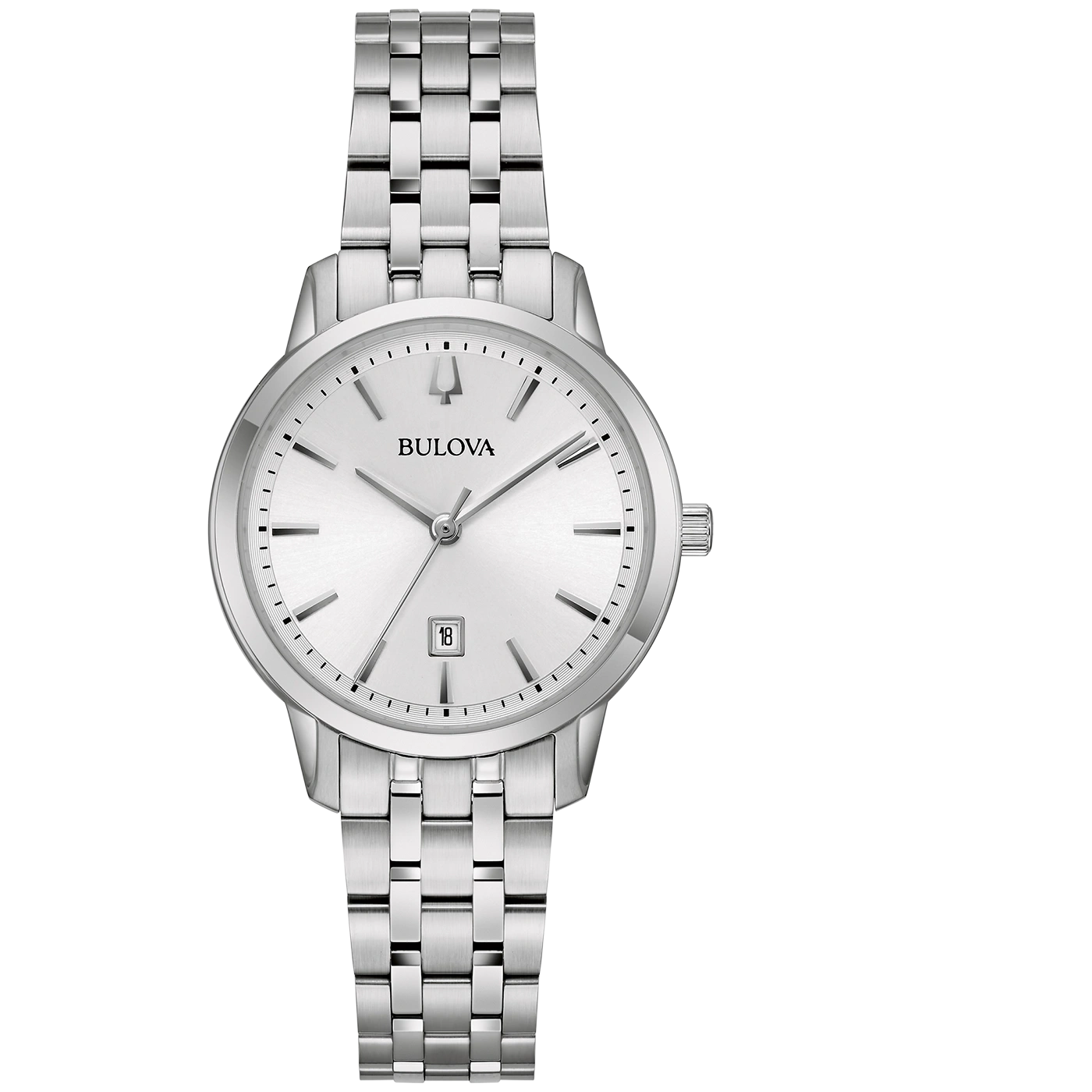 Zilveren Bulova horloge met zilveren band en datumweergave
