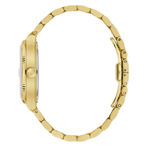 Gouden horloge met gouden armband, zijaanzicht, detailopname, elegant